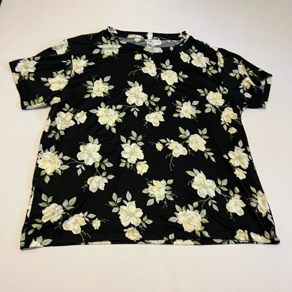 Fn by Flora Nikrooz Black yellow floral blouse XL - Picture 1 of 7